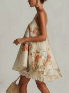 Vestido Violeta Cortés con Organza Floral con Ribete de Encaje