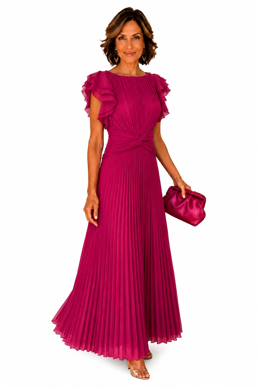 Vestido Violeta Cortés con Plisado Clásico