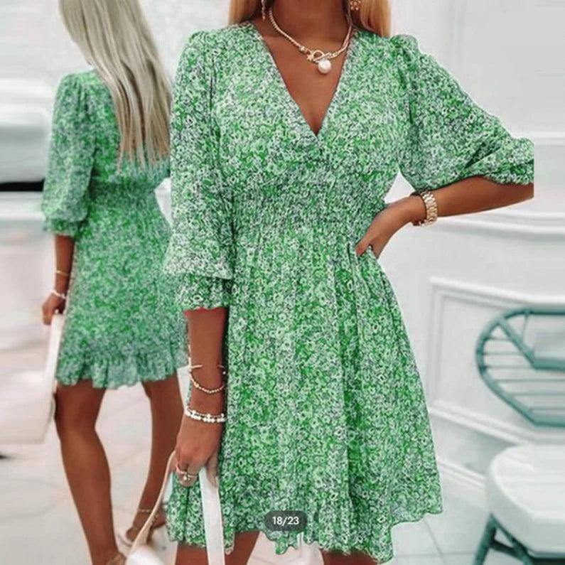 Sunna | Vestido Floral Elegante - Verde