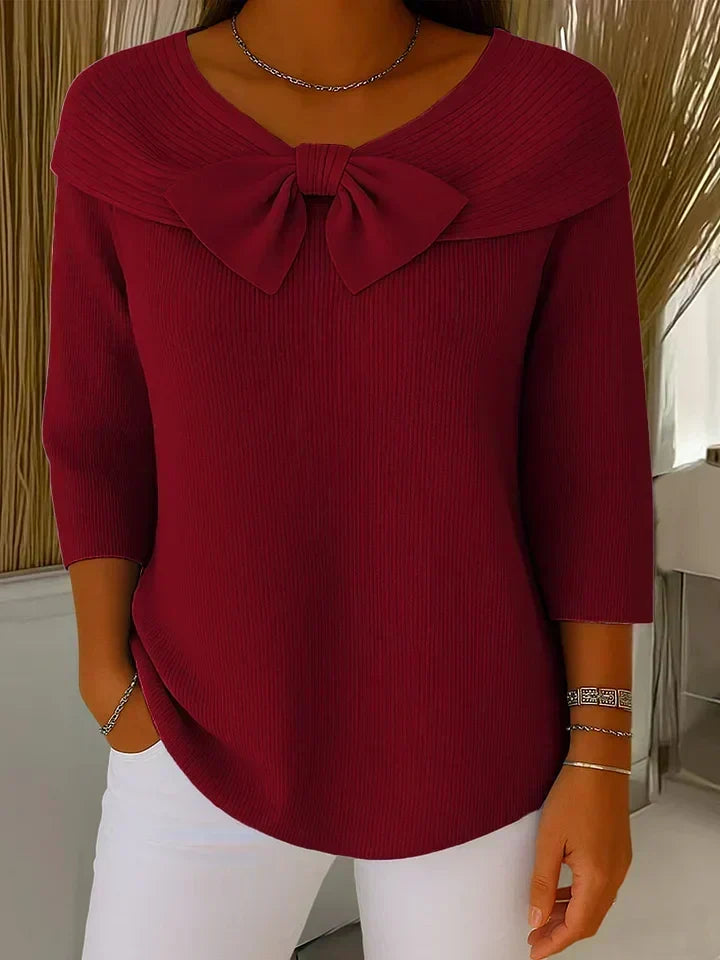 Tivella | Jersey con Lazo y Cuello Redondo - Rojo