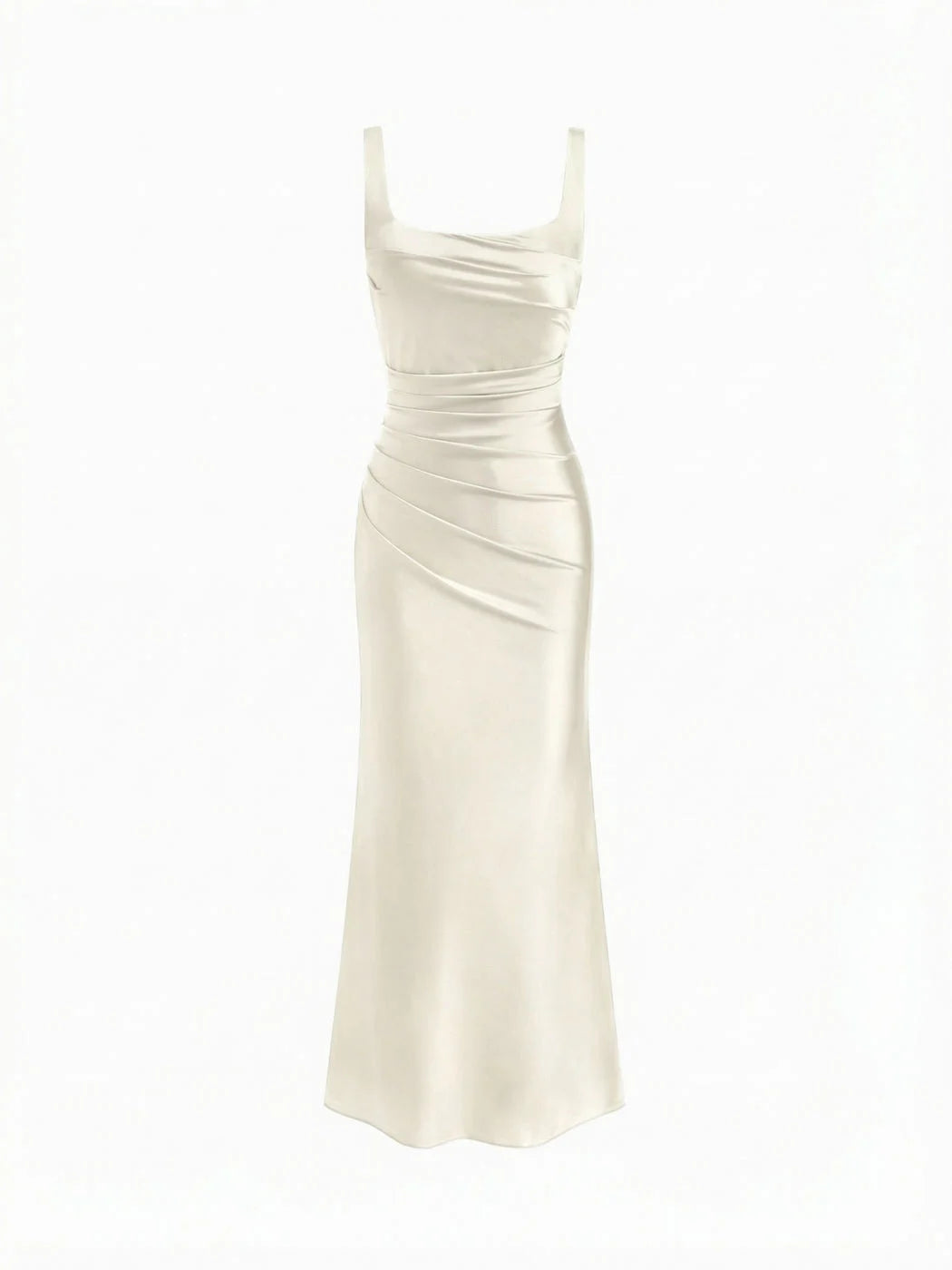 VESTIDO MAXI CON ESCOTE CUADRADO SATINADO
