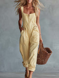 Maria | Mono Entero en Denim Amarillo Estilo Casual Retro