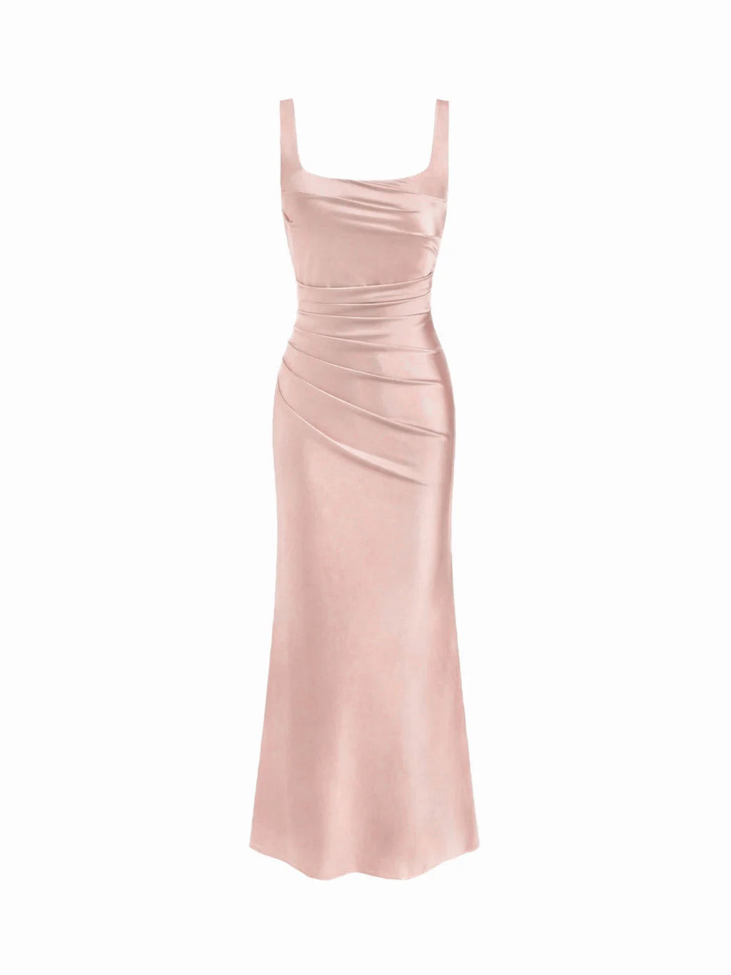 VESTIDO MAXI CON ESCOTE CUADRADO SATINADO