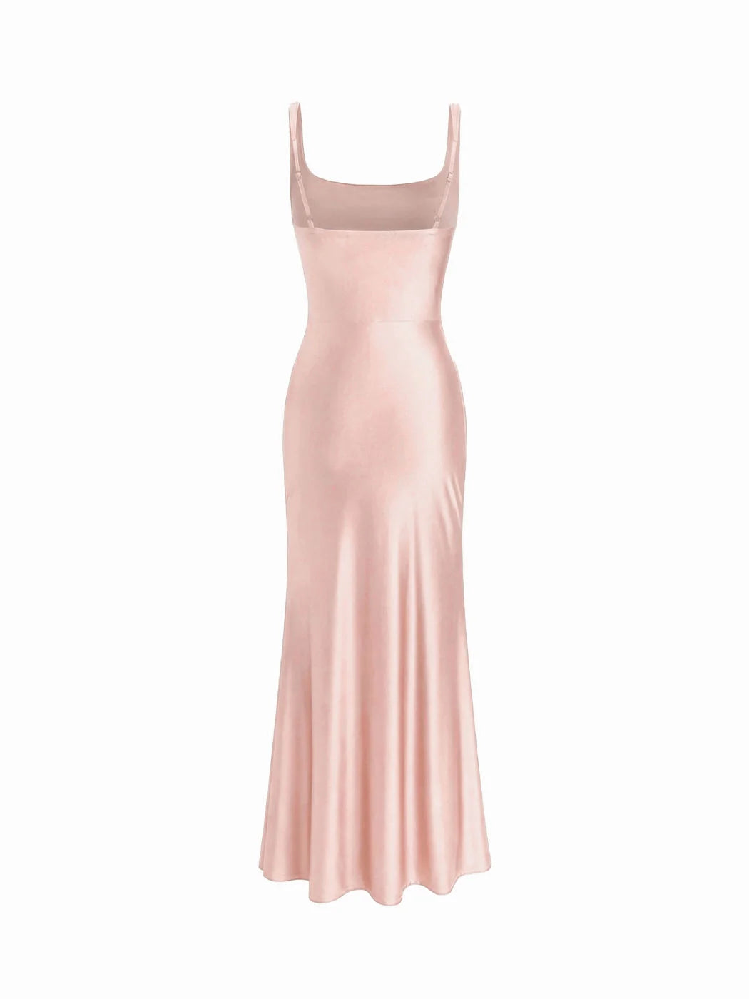 VESTIDO MAXI CON ESCOTE CUADRADO SATINADO