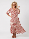 Vestido Violeta Cortés con Estampado Ornamental