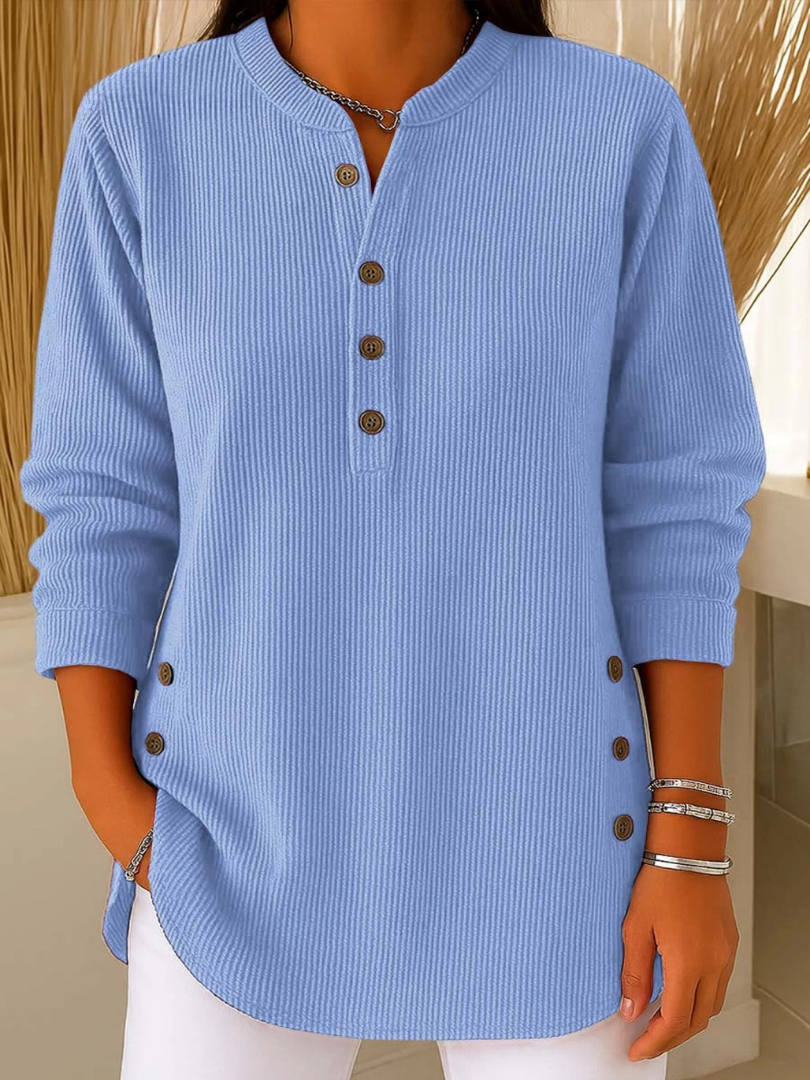 Neva | Túnica Henley con Botones - Azul Cielo
