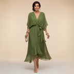 Monica | Vestido Elegante de Cuello en V - Verde