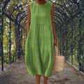 Aikaterini | Vestido Elegante sin Mangas con Bolsillos - Verde