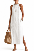 JIMENA | VESTIDO MID RELAJADO CON CUELLO MANDARÍN BORDADO