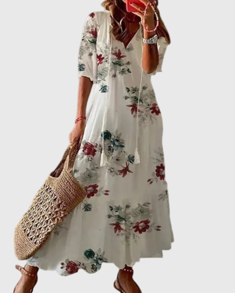 Amalia | Vestido Maxi Boho Vintage de Verano - Flores