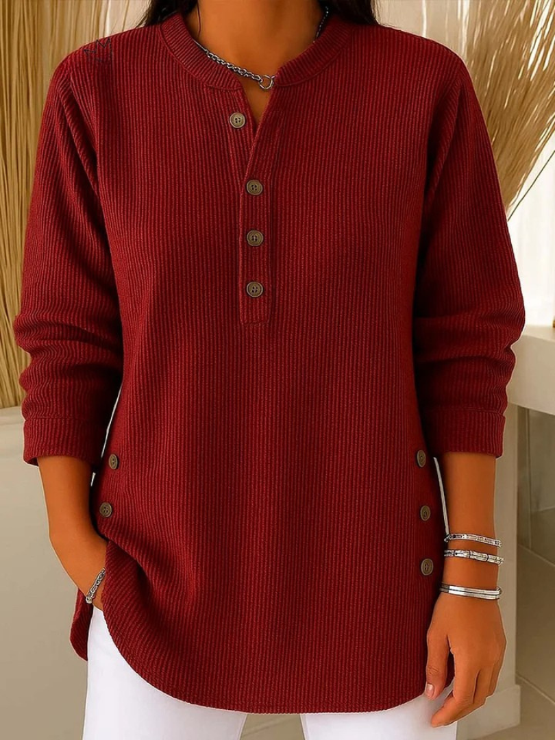 Neva | Túnica Henley con Botones - Burdeos