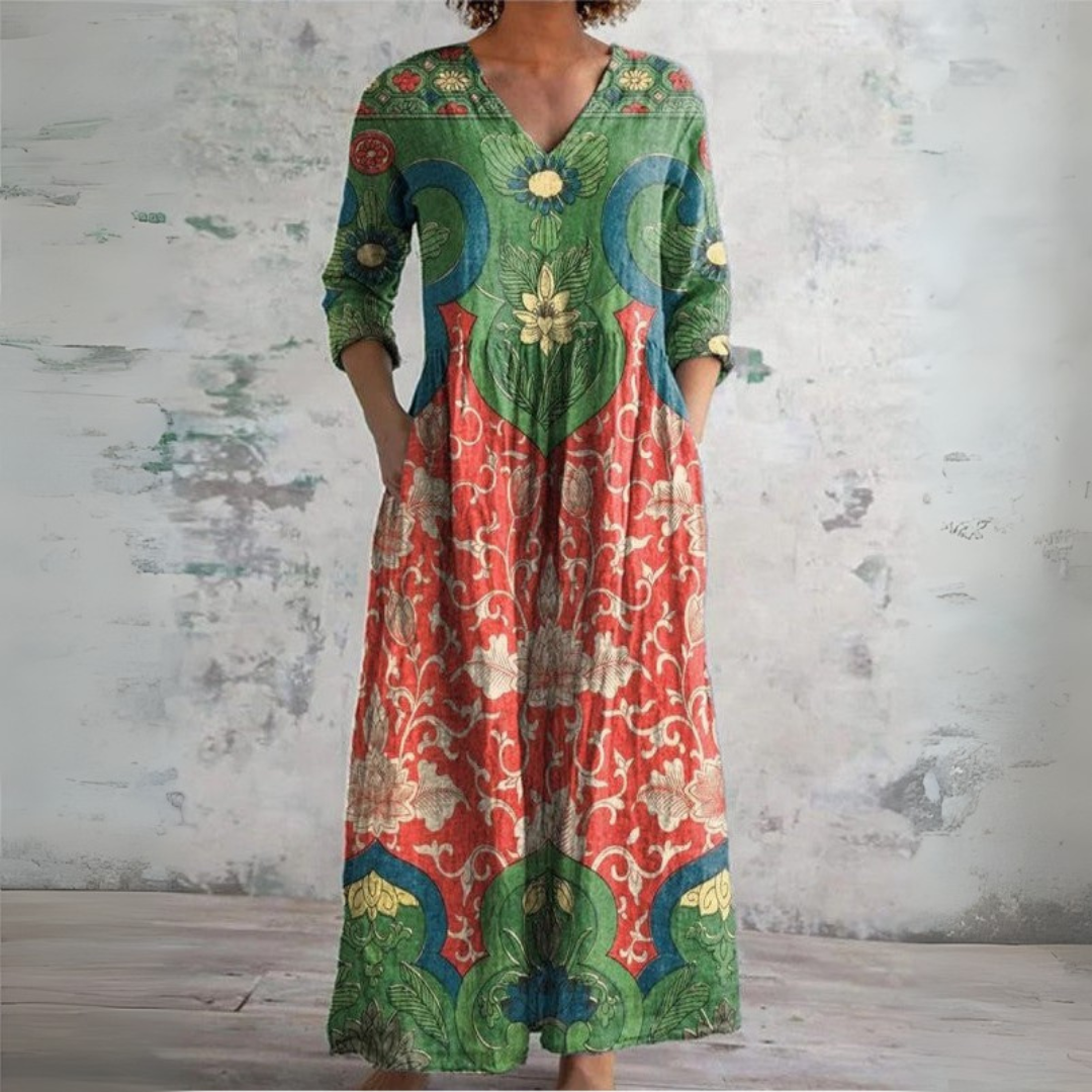 Judith | Vestido Maxi Floral Vintage - Multicolor