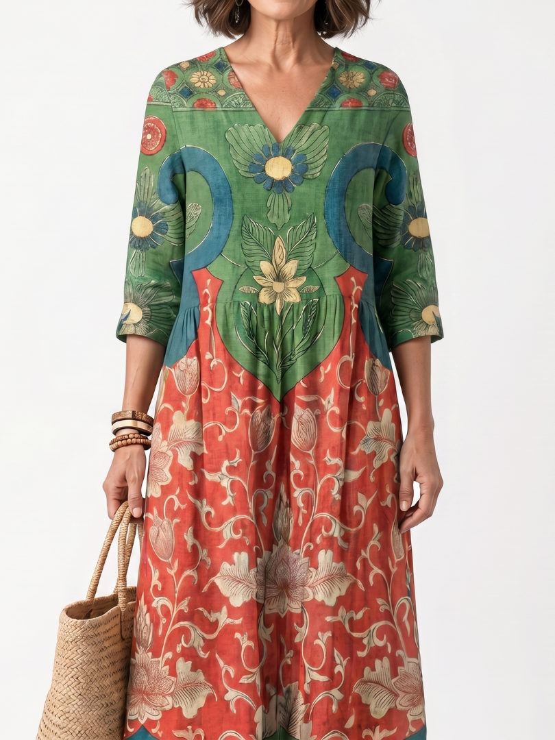 Vestido Violeta Cortés con Escote en V y Bolsillos Laterales