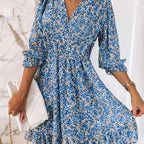 Sunna | Vestido Floral Elegante - Azul