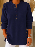 Neva | Túnica Henley con Botones - Azul Marino