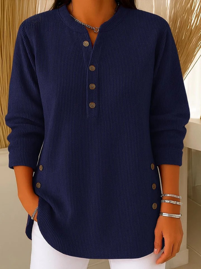 Neva | Túnica Henley con Botones - Azul Marino