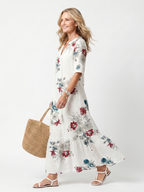 Vestido Violeta Cortés con Estampado Floral Disperso