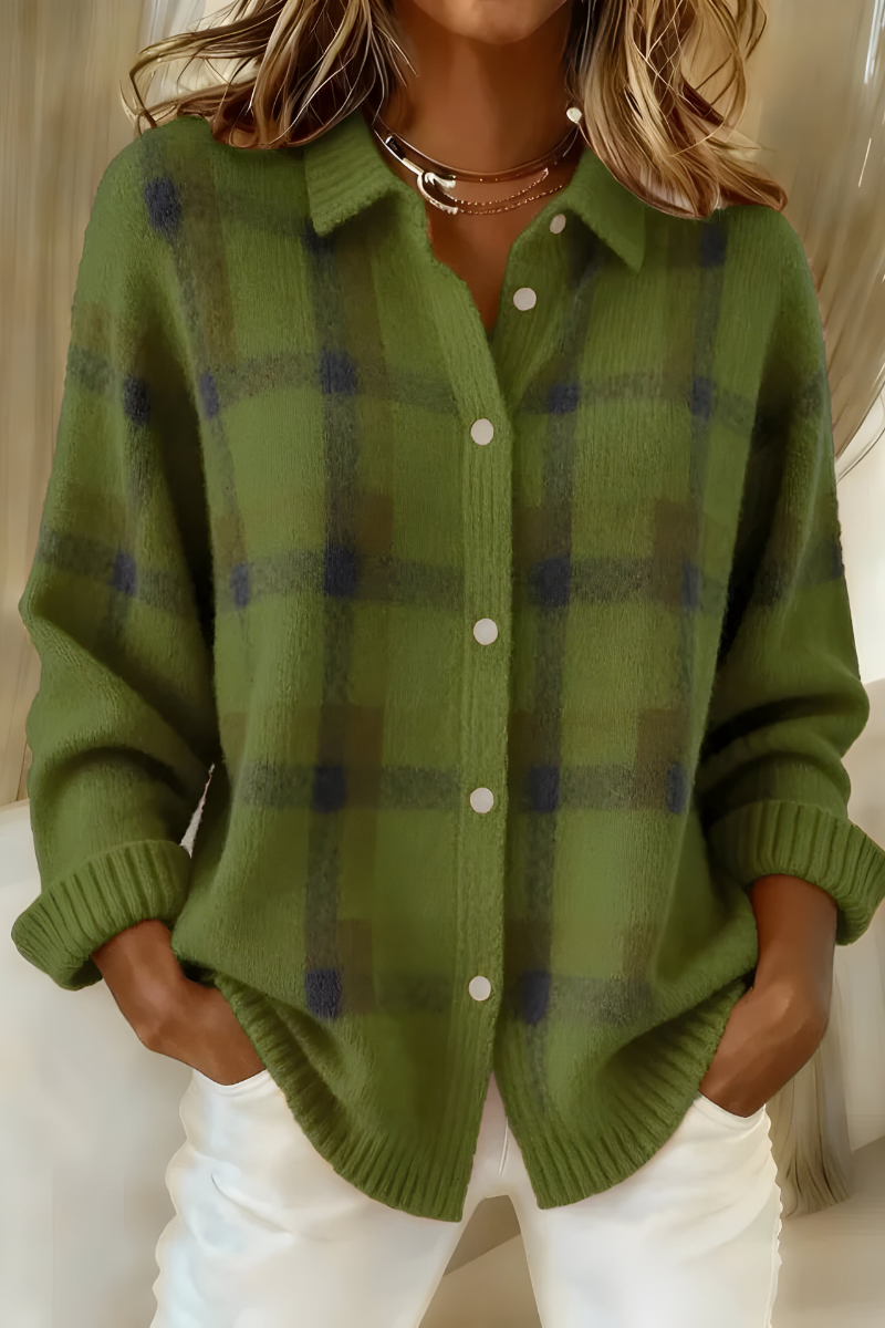 Camille | Cárdigan de Cuadros - Verde