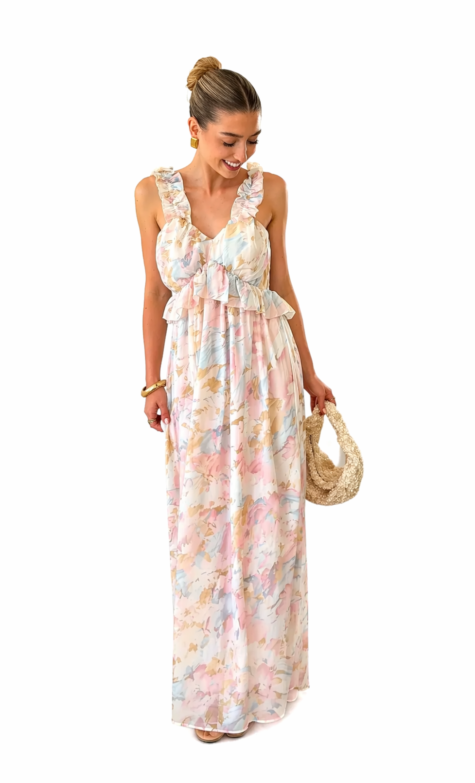 VESTIDO CON ESTAMPADO DE FLORES GRANDES