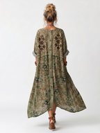 Vestido Violeta Cortés con Botones y Bolsillo Floral