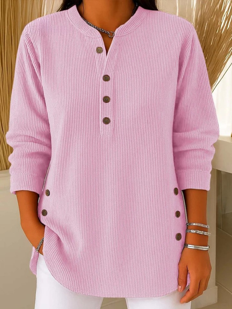 Neva | Túnica Henley con Botones - Rosa Suave
