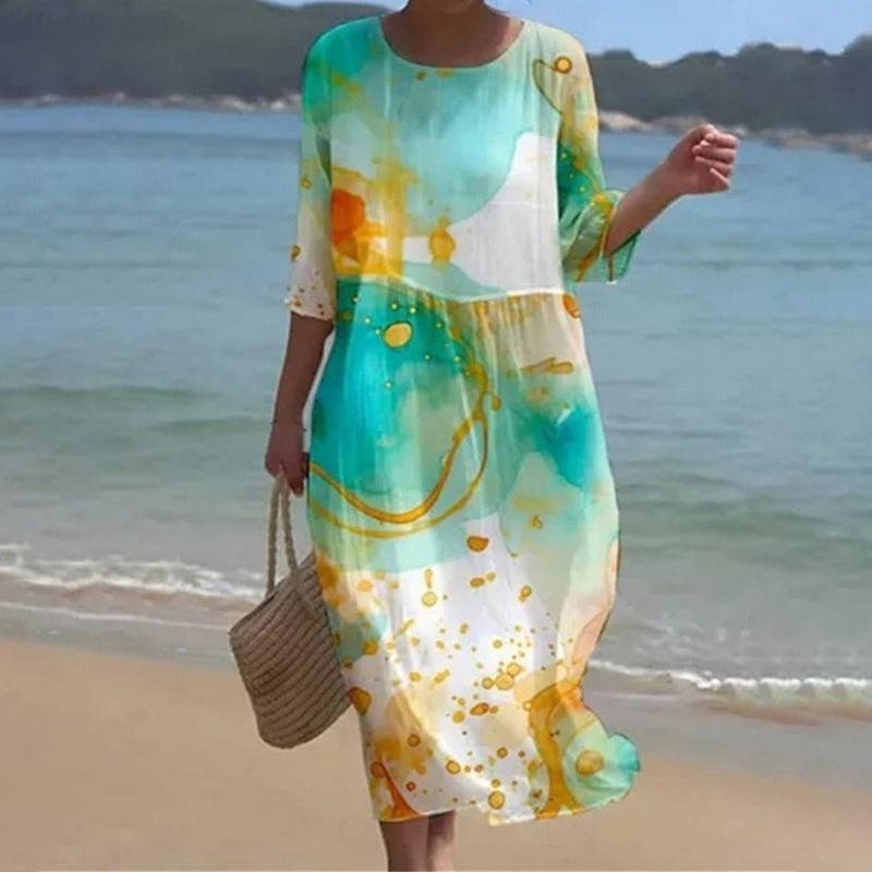 Keely | Vestido Floral Atardecer - Salpicaduras Verdes