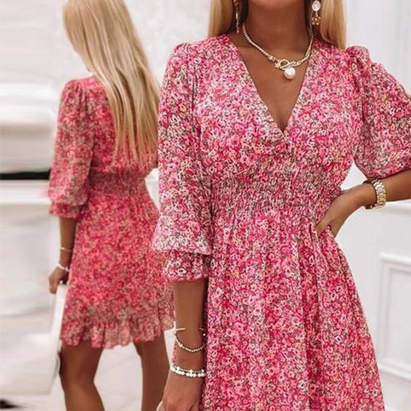 Sunna | Vestido Floral Elegante - Rosa