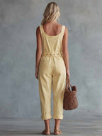 Maria | Mono Entero en Denim Amarillo Estilo Casual Retro