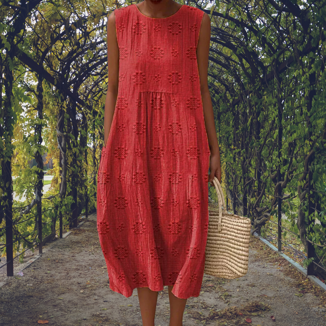 Aikaterini | Vestido Elegante sin Mangas con Bolsillos - Rojo