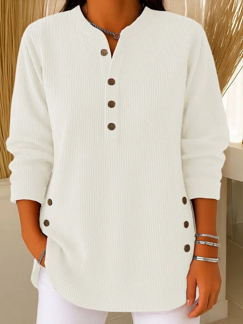 Neva | Túnica Henley con Botones - Blanco