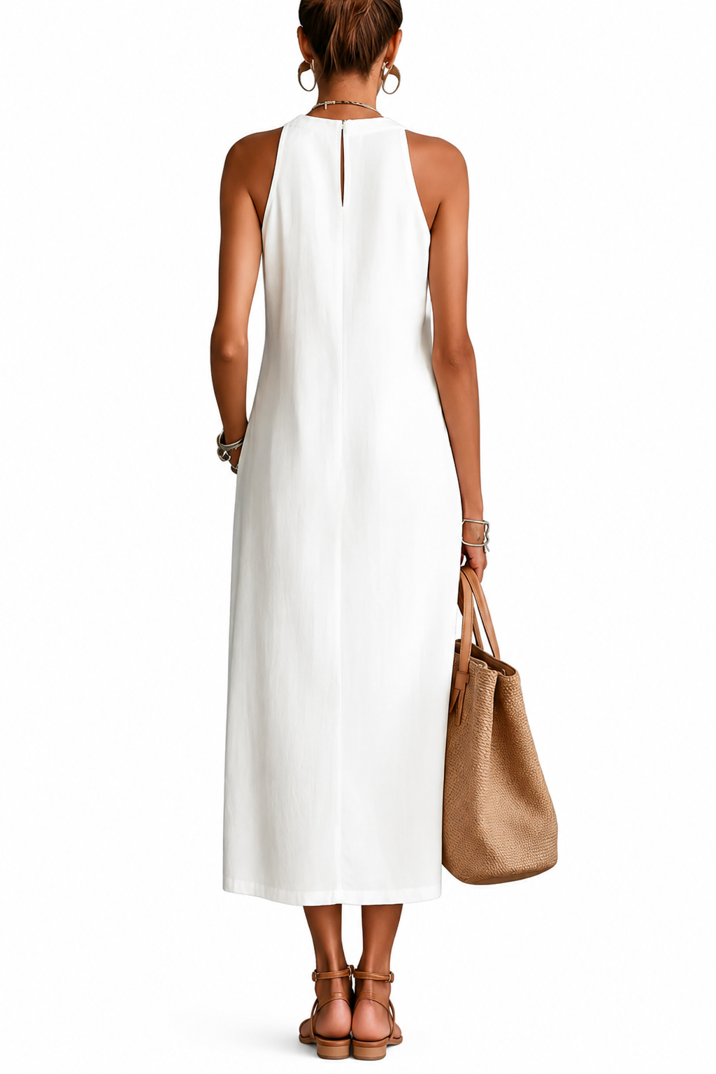 JIMENA | VESTIDO MID RELAJADO CON CUELLO MANDARÍN BORDADO