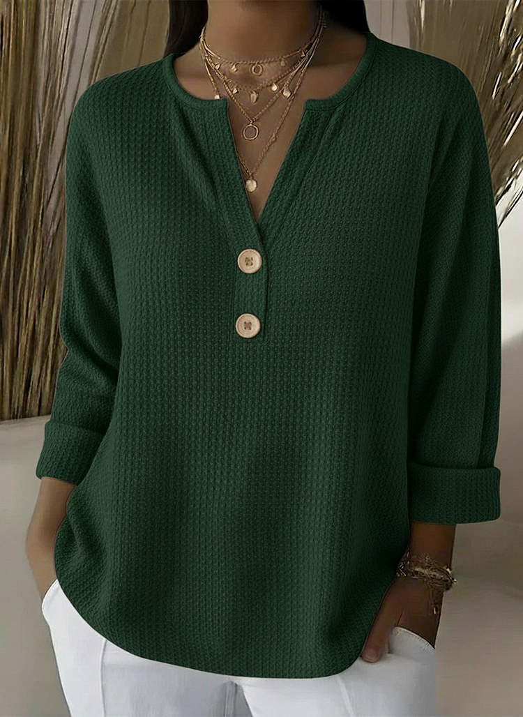Lucinda | Top Henley con Botones - Verde