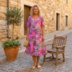 Maristella | Vestido Midi Estampado Sin Esfuerzo - Rosa Empolvado