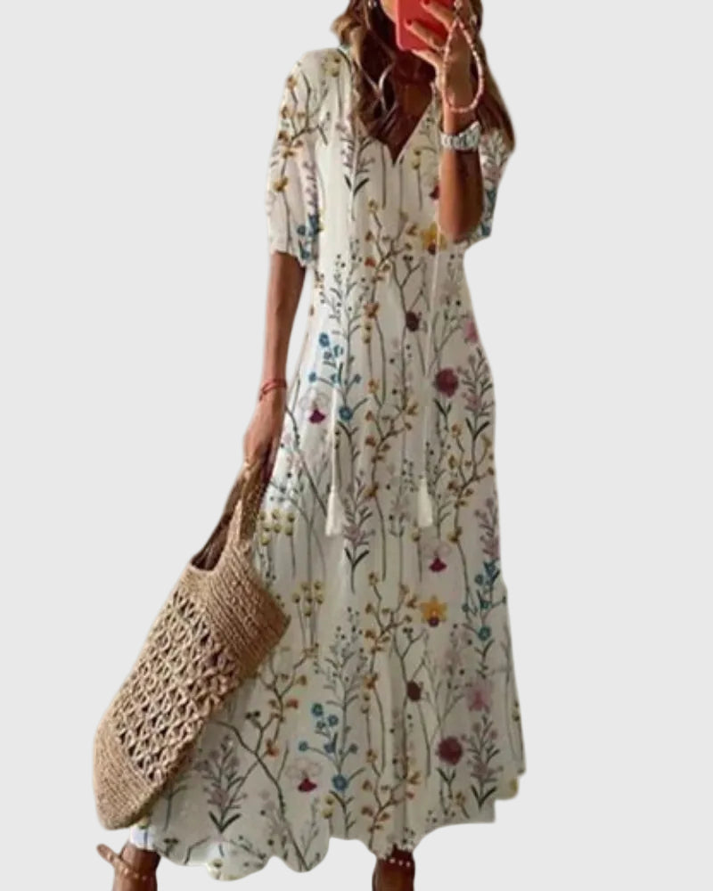 Amalia | Vestido Maxi Boho Vintage de Verano - Floral