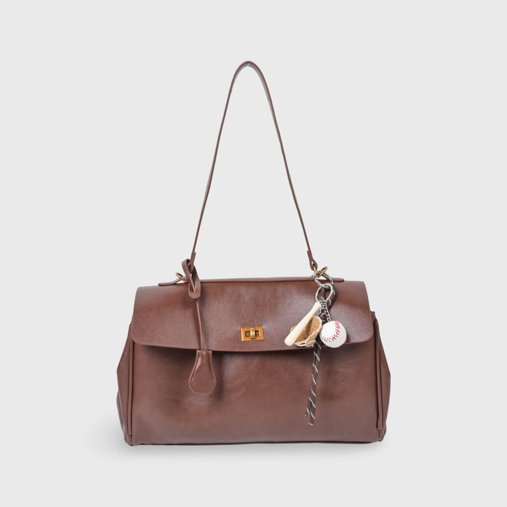 Bolso Violeta Cortés con Herrajes en Tono Bronce Dorado