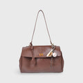 Bolso Violeta Cortés con Herrajes en Tono Bronce Dorado