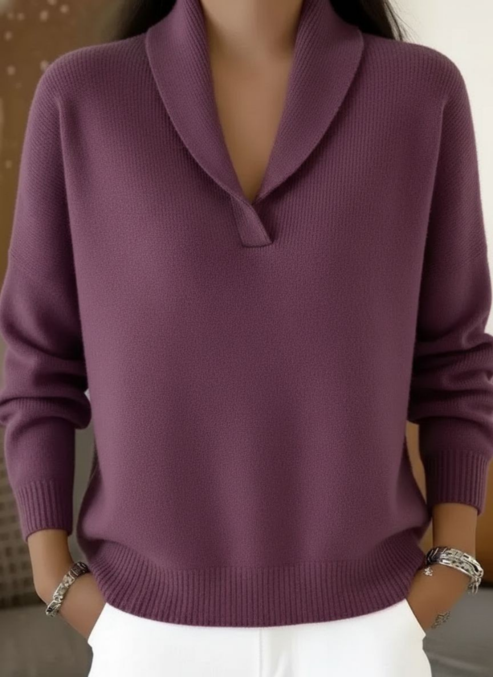 Antonine | Jersey de Cuello en V - Morado