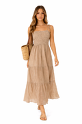 VESTIDO LARGO DE ALGODÓN I BEIGE