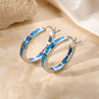 Belén - Pendientes Chic Circulares con Ópalo de Fuego Azul