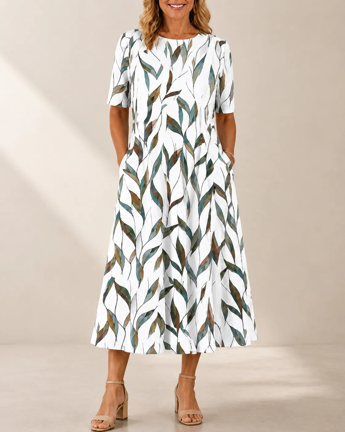 Annie | Vestido Midi Floral Favorecedor - Verde