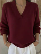 Vivelle | Jersey Holgado de Cuello en V - Rojo