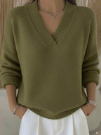Vivelle | Jersey Holgado de Cuello en V - Verde