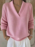 Vivelle | Jersey Holgado de Cuello en V - Rosa