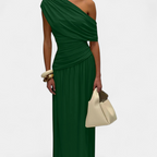 ROXANNE - Vestido Plisado Asimétrico - Verde