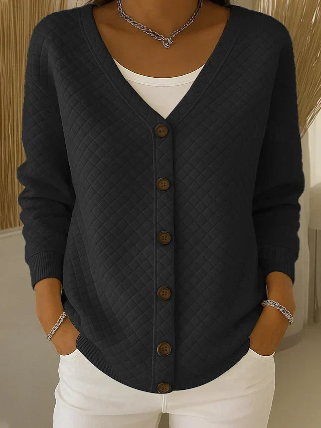 Laverne | Cárdigan Acolchado con Botones - Negro