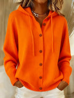 Brenda | Cárdigan Sudadera con Capucha y Botones - Naranja