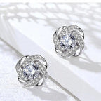 Lourdes - Pendientes Dorados de Espiral con Cristales
