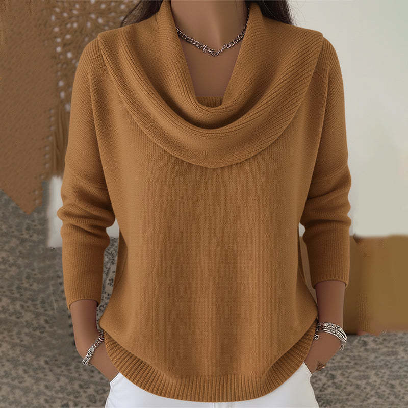 Juliette | Jersey de Cuello Drapeado - Marrón