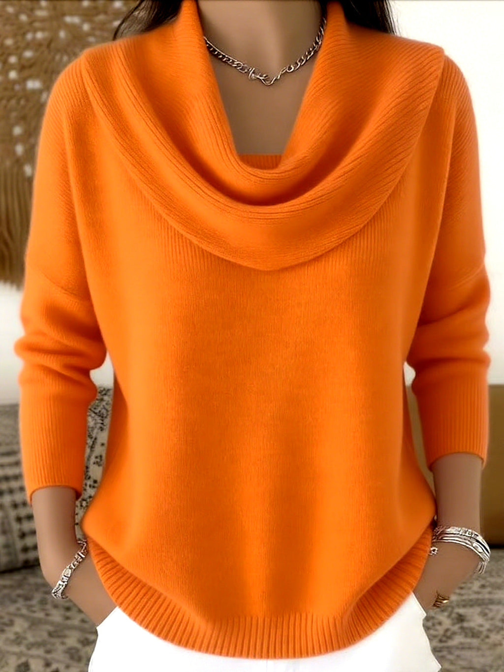Juliette | Jersey de Cuello Drapeado - Naranja
