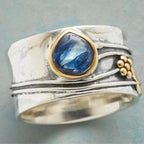 Inés - Anillo Vintage de Zafiro Azul Plata Bañada en Oro